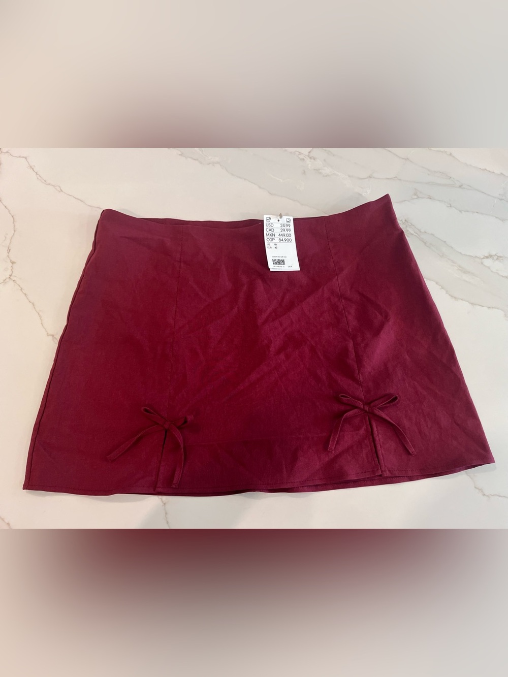 Women’s Red Mini Skirt with Bow Detail